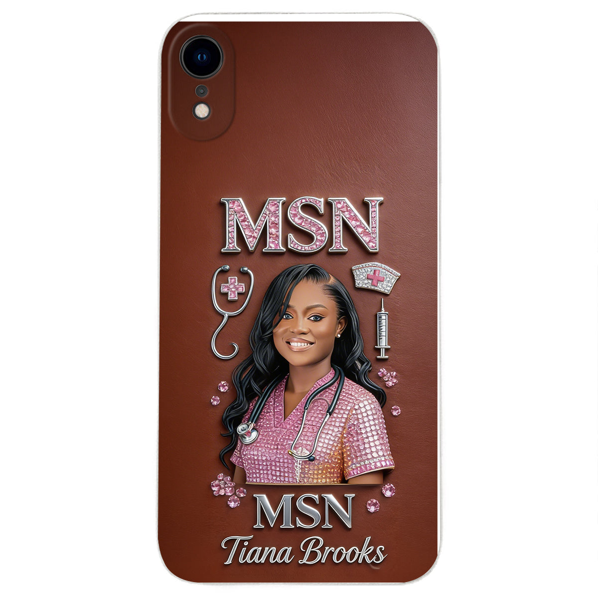 Any Title - Gifts For Nurse, Doctor - Personalized Nurse 3D Embossed Leather Phone Case