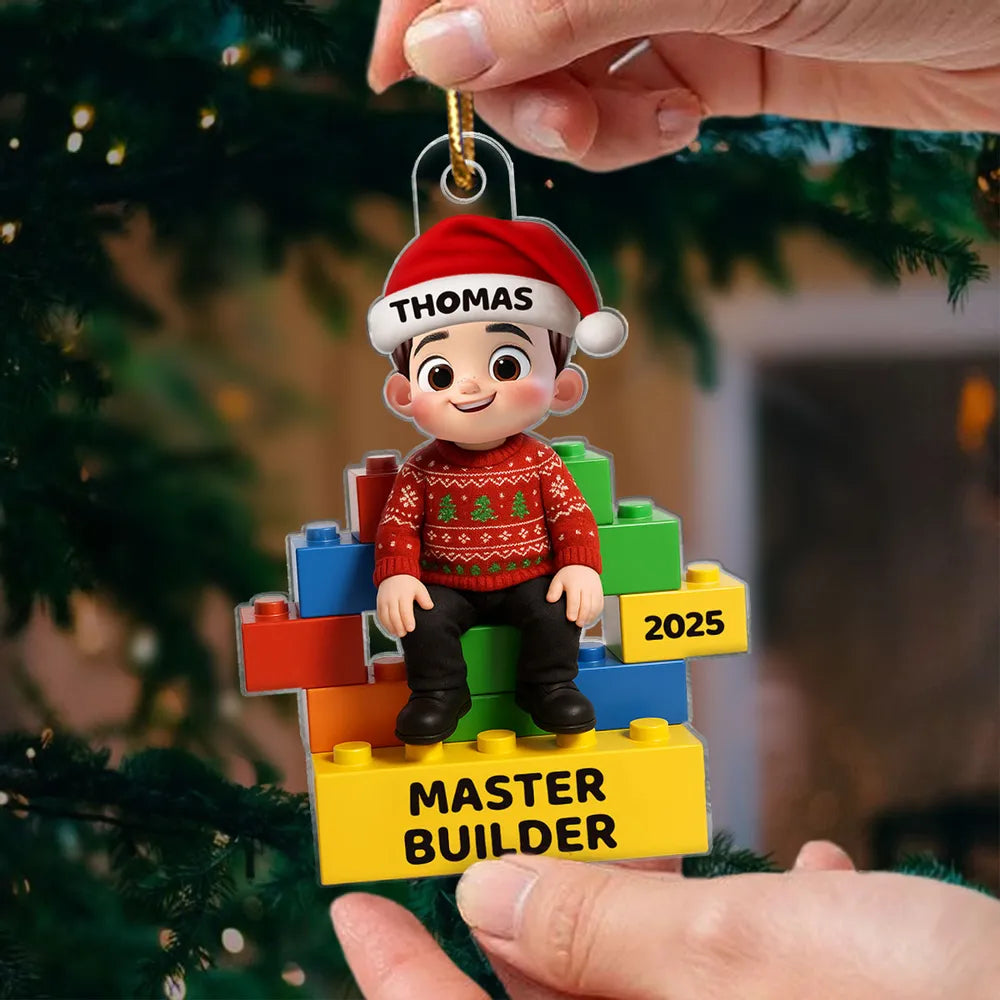 Playful Building Block Acrylic Ornament for Christmas Tree – Holiday Décor and Thoughtful Gift