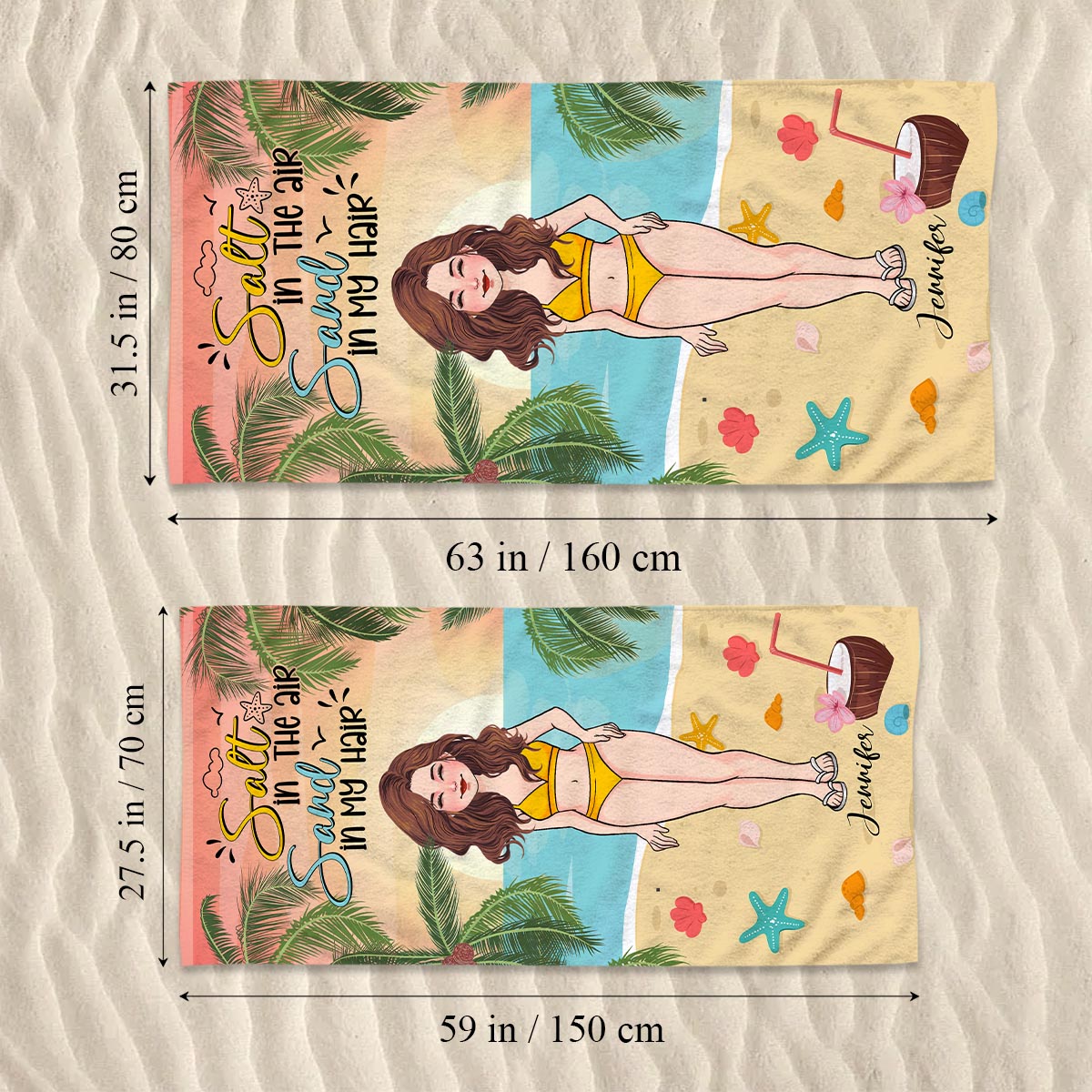 Salt In The Air Sand In My Hair - Personalized Sea Lover Beach Towel