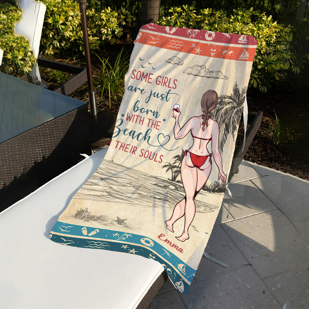 Some Girls Are Just Born With The Beach In Their Souls - Personalized Sea Lover Beach Towel
