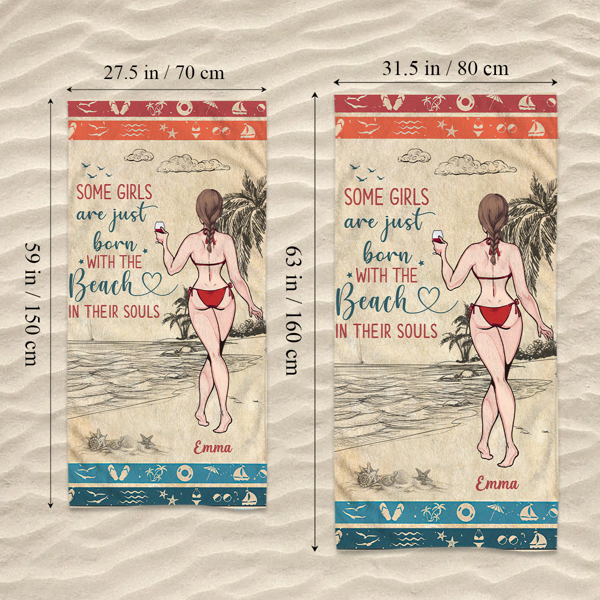 Some Girls Are Just Born With The Beach In Their Souls - Personalized Sea Lover Beach Towel