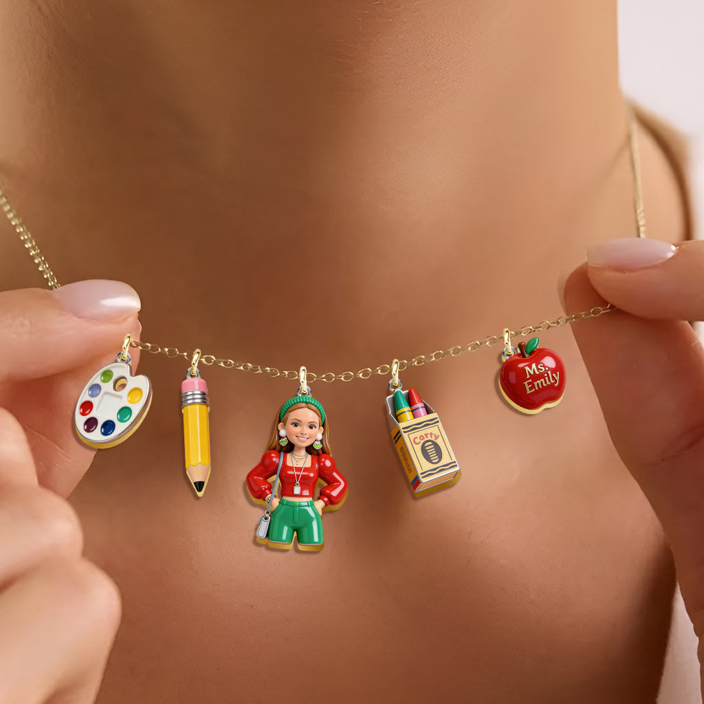 Best Teacher Ever - Personalized Teacher Metal Necklaces With Pendants