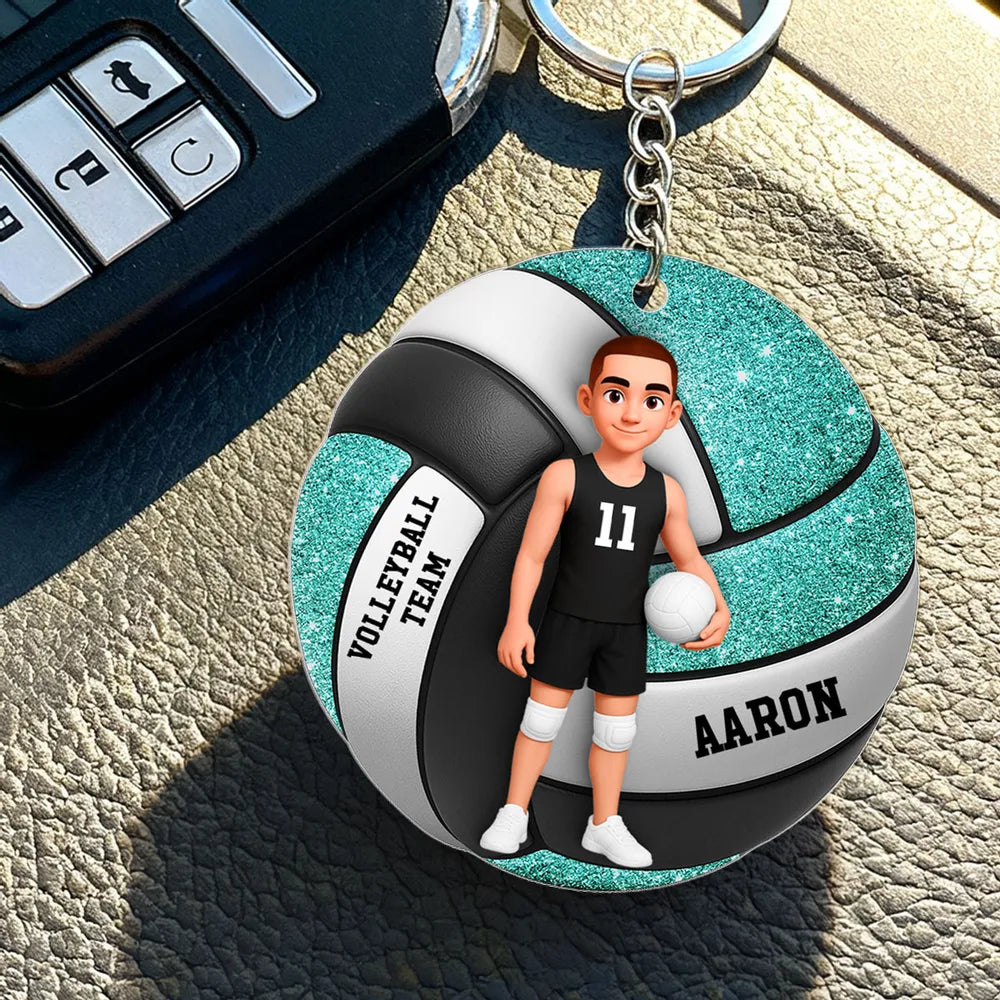 Cute Volleyball Player Acrylic Keychain, Personalized Team Style Charm For Bags & Keys, Sweet Everyday Gift For Her