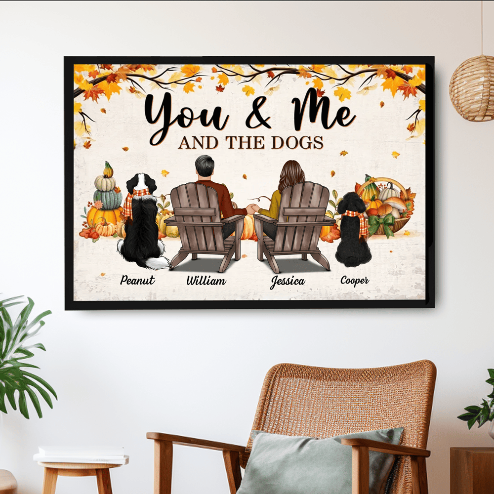 “You & Me and the Dogs” Personalized Autumn Poster – Cozy Gift for Couples