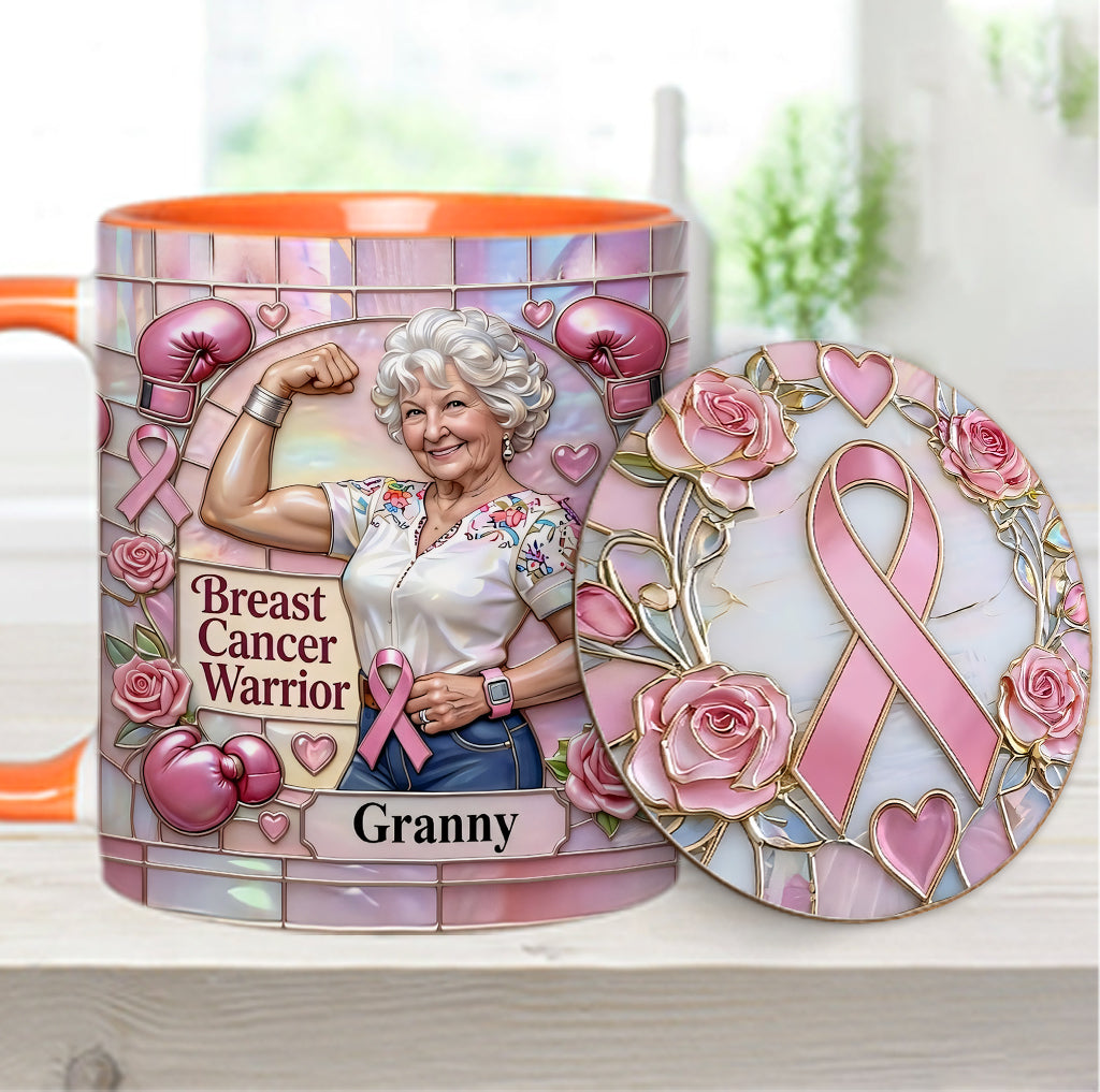 I'm A Warrior - Personalized Breast Cancer Awareness Accent Mug & Coaster