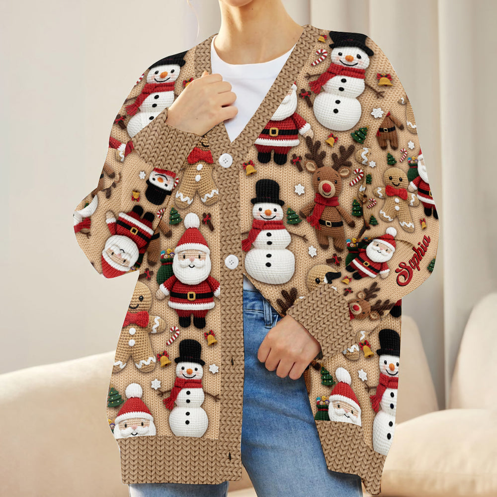 Christmas Gingerbread Santa - Personalized Christmas Cardigan Sweater