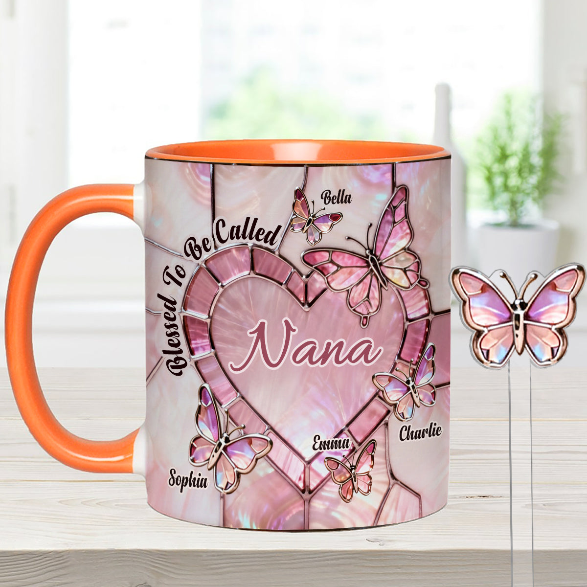 Blessed To Be Called Nana Mama Gigi Grandma - Personalized Grandma Set Accent Mug with Acrylic Stirrers