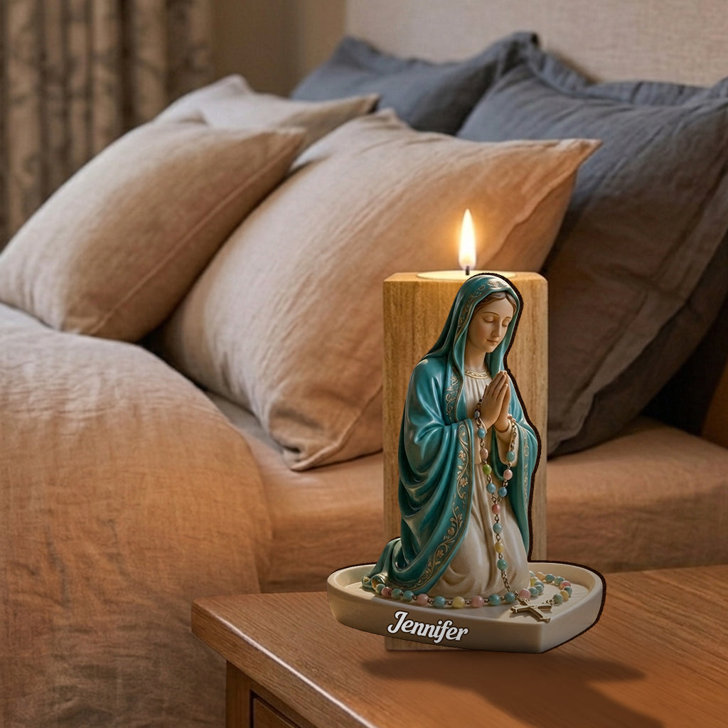 Believe - Personalized Christian Custom Shape Wooden Candle Holder