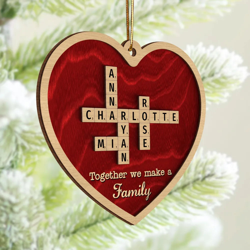 Personalized Double-Layer Wooden Heart Family Names Ornament – Perfect Gift for Cherished Family Memories