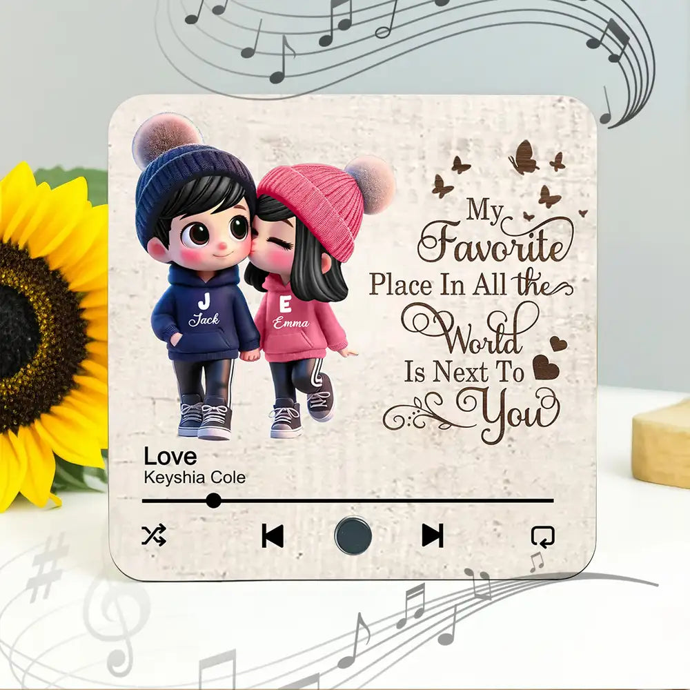 My Favorite Place Is Next to You – Custom Acrylic Music Magnet Gift for Couples