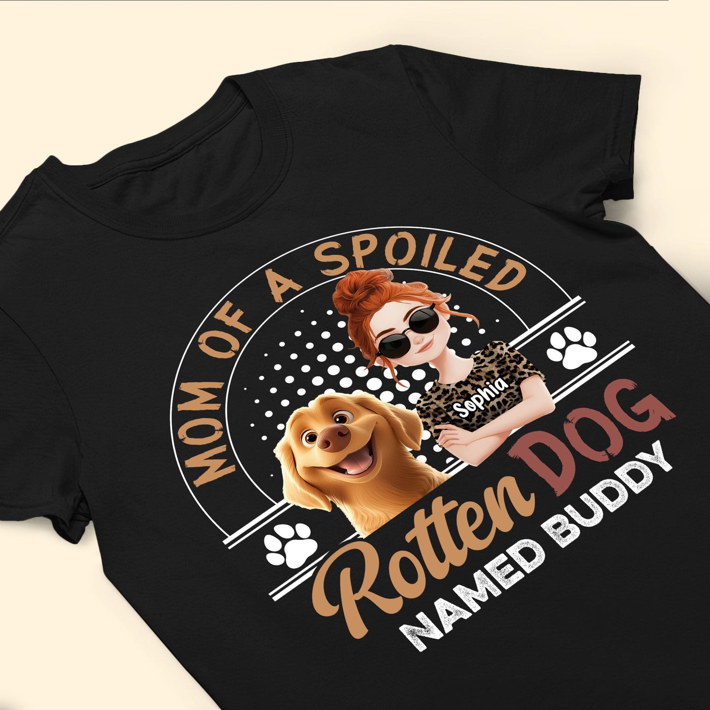 Mom of a Spoiled Dog T-Shirt - Personalized Classic Tee with Custom Name, Perfect Gift for Dog Lovers