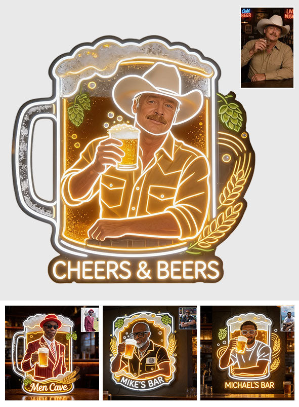 Cheers & Beers, Bar Decoration - Personalized Beer Neon LED Light Sign