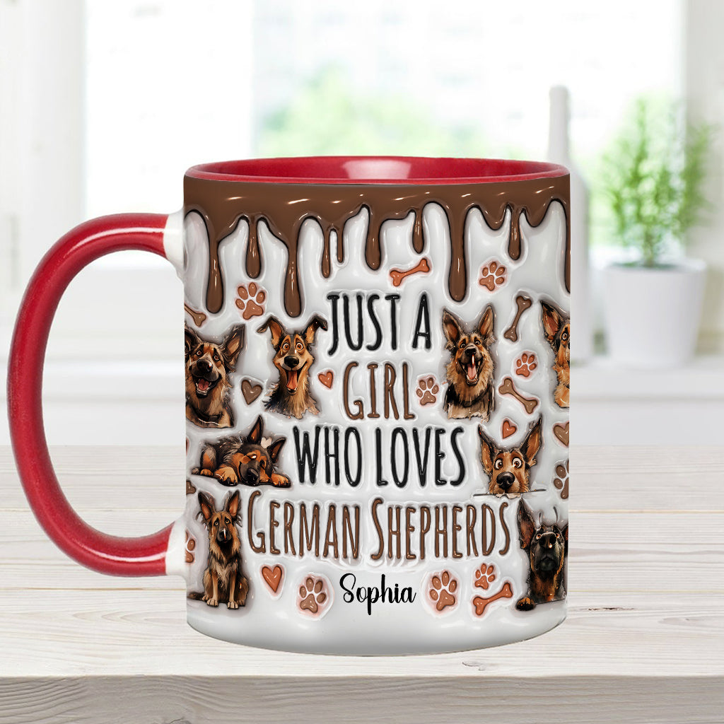 Just A Girl Who Loves German Shepherds - Personalized German Shepherd Dog Accent Mug