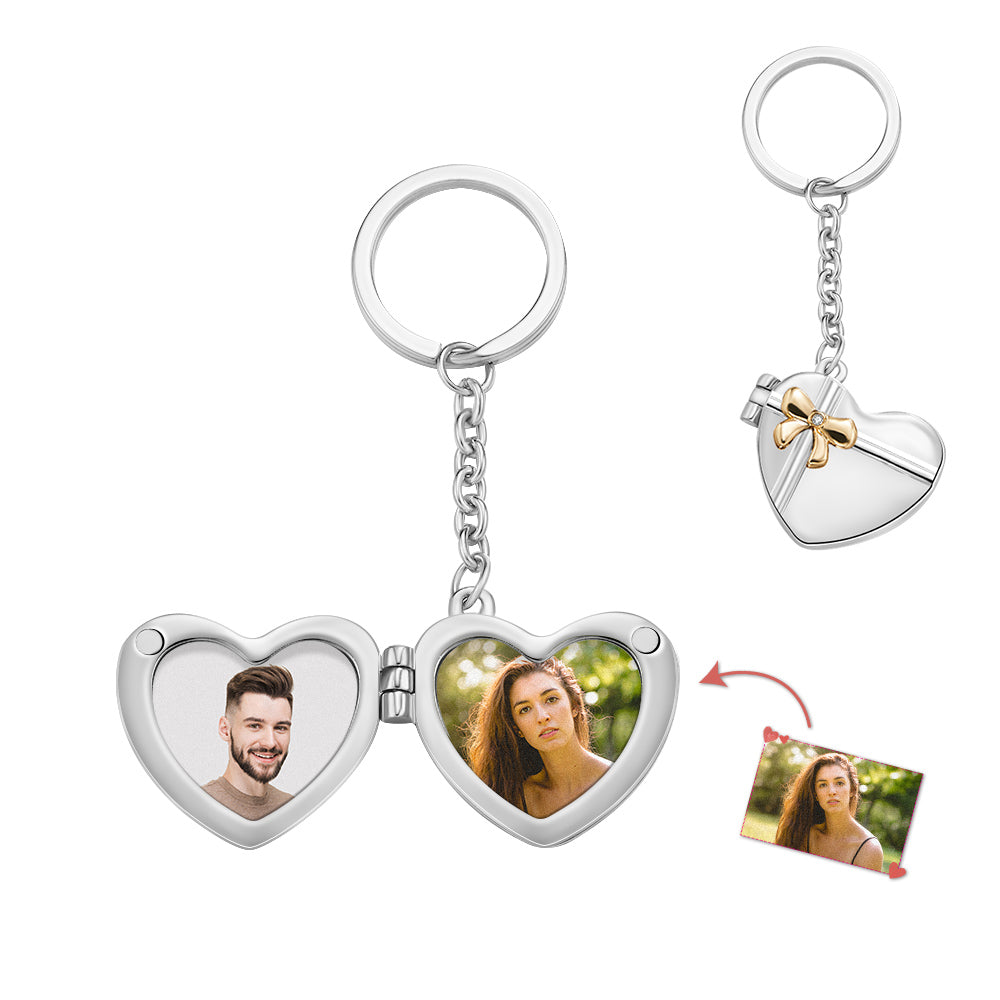 Heart Gift Locket - Personalized Couple Photo Hear Locket Keychain