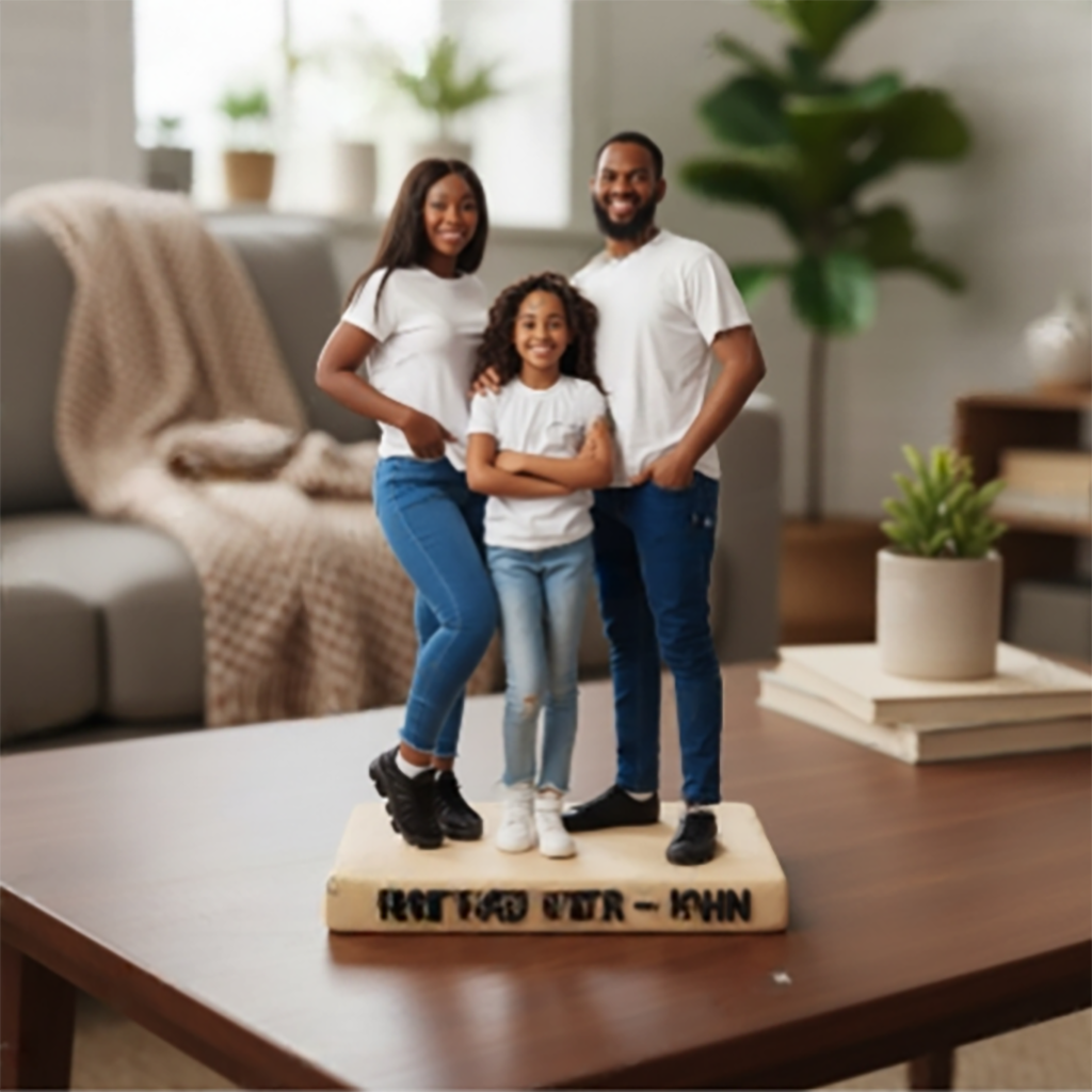 Custom Black Family Personalized Figurine Statue - Best Dad Ever Nameplate Keepsake - Unique Father's Day Desk Ornament Gift