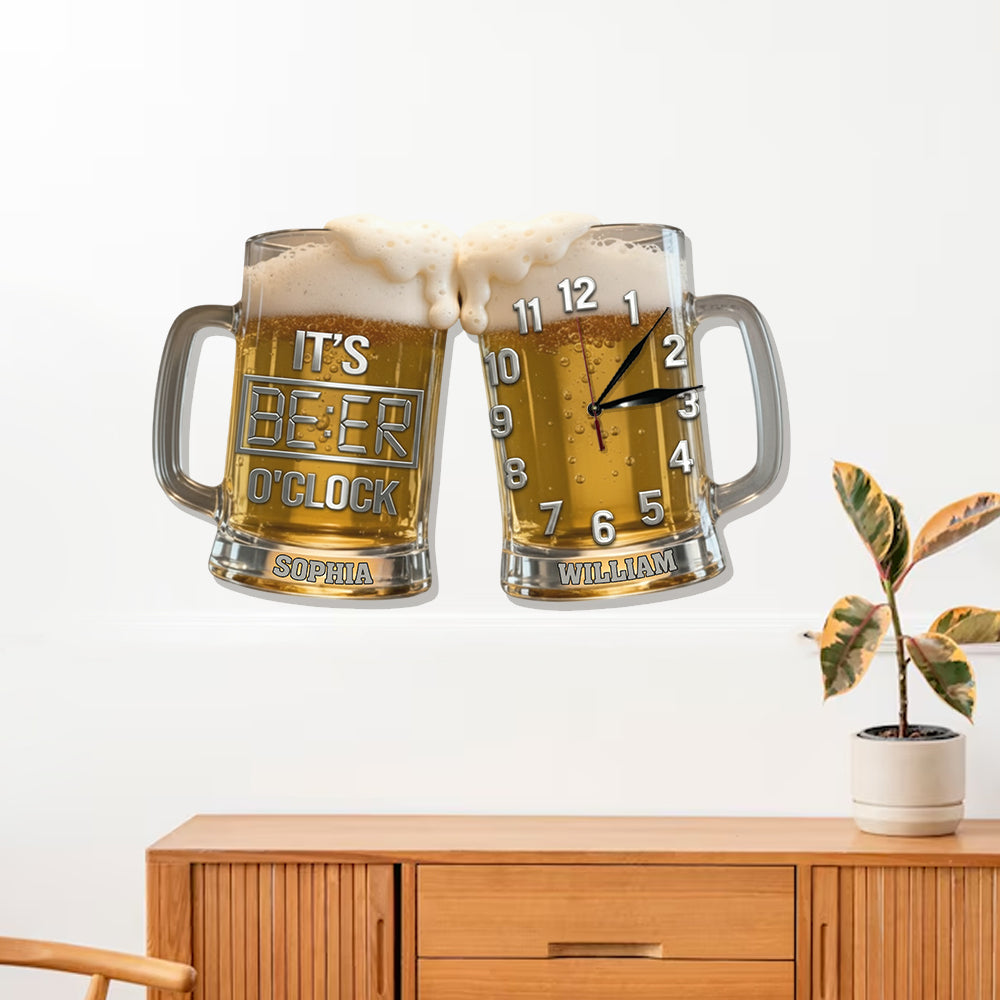 It's Beer O'clock - Personalized Beer LED Light Wall Clock
