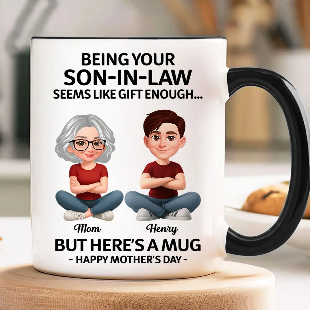 Personalized Two-Tone Mug Funny Son-In-Law Mother's Day Message Cute Cartoon Gift for Mother-In-Law