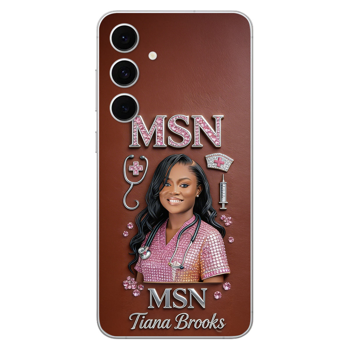 Any Title - Gifts For Nurse, Doctor - Personalized Nurse 3D Embossed Leather Phone Case