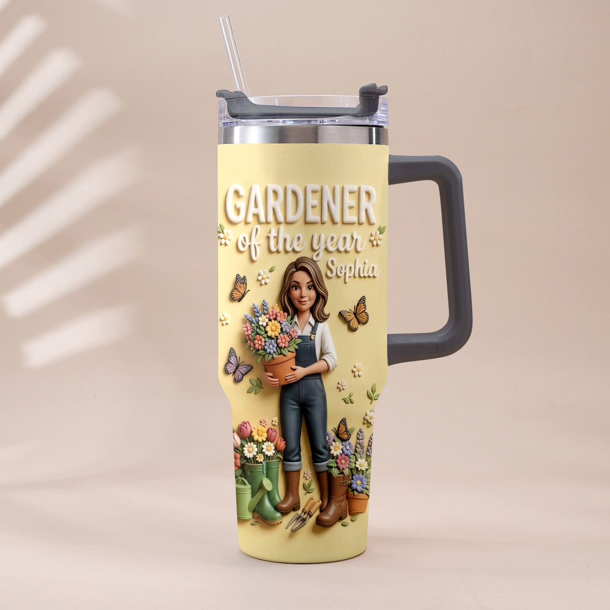 Gardener Of The Year - Personalized Gardening Tumbler With Plush Charm