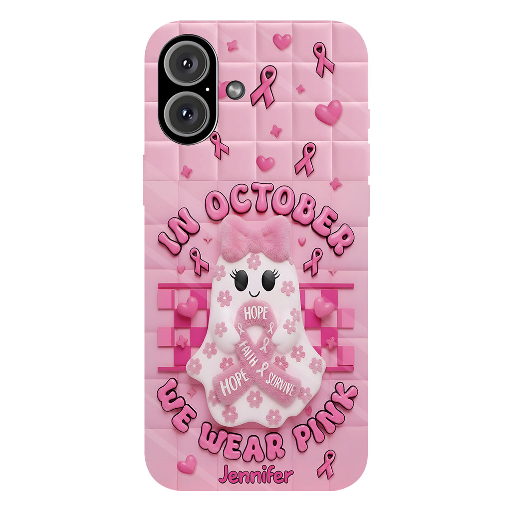 Cute Ghost Breast Cancer - Personalized Breast Cancer Awareness Full Print Phone Case