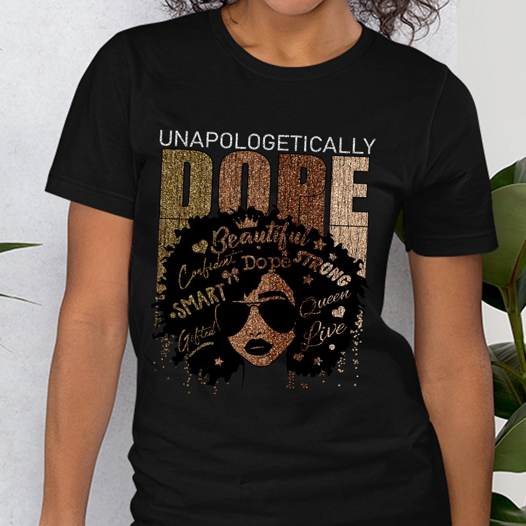 Black Queen - African American T-shirt and Hoodie With Faux Glitter Print 1121