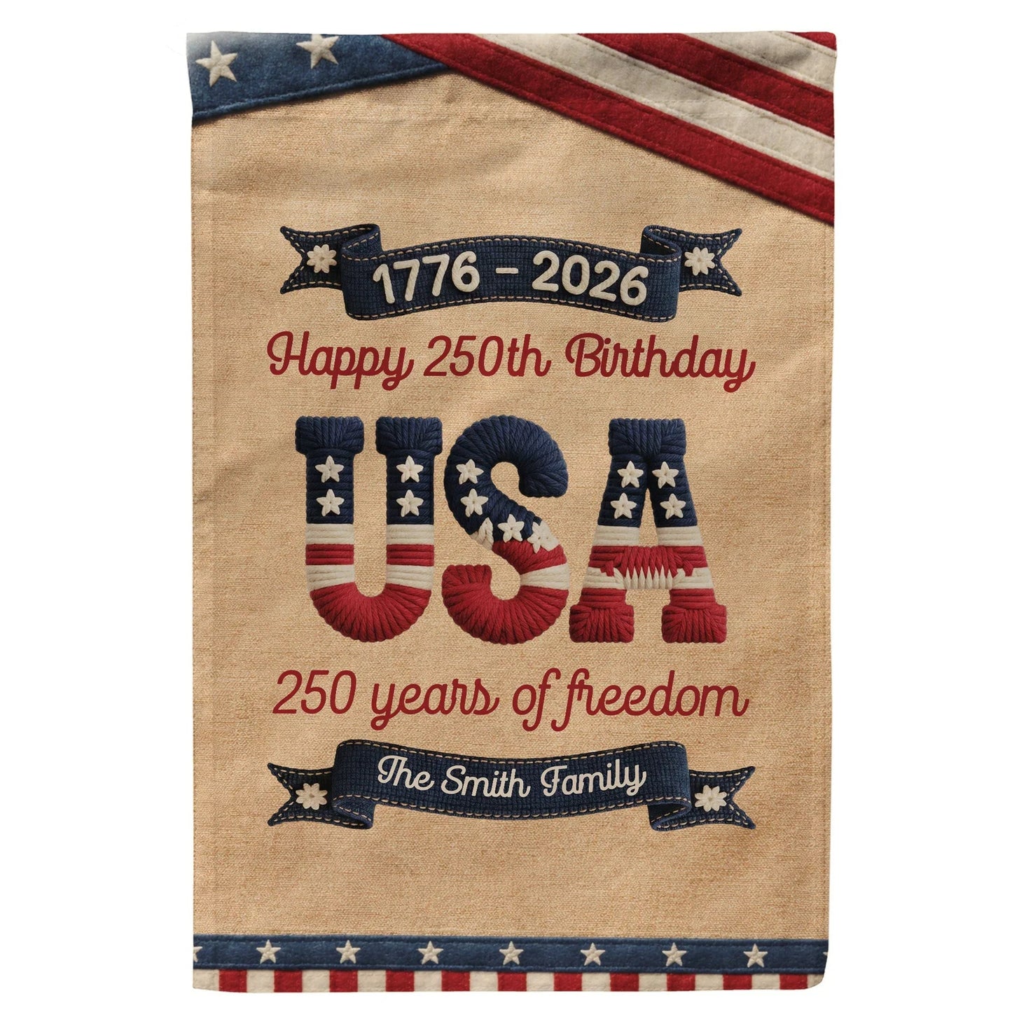 Personalized USA 250th Anniversary Garden Flag, Patriotic Yard Display, Unique Creative Gift for Family