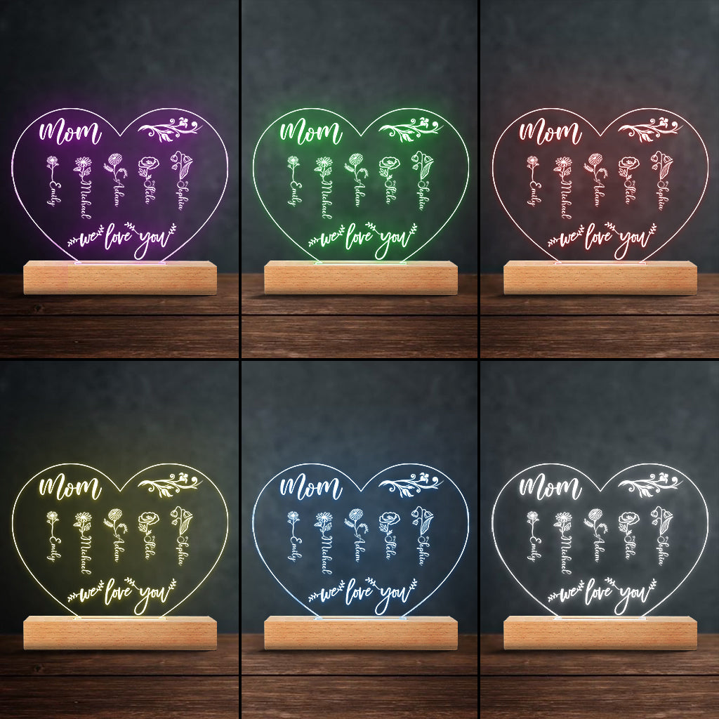 Mom’s Garden - Gift for grandma, mom, aunt, grandpa - Personalized Shaped Plaque Light Base