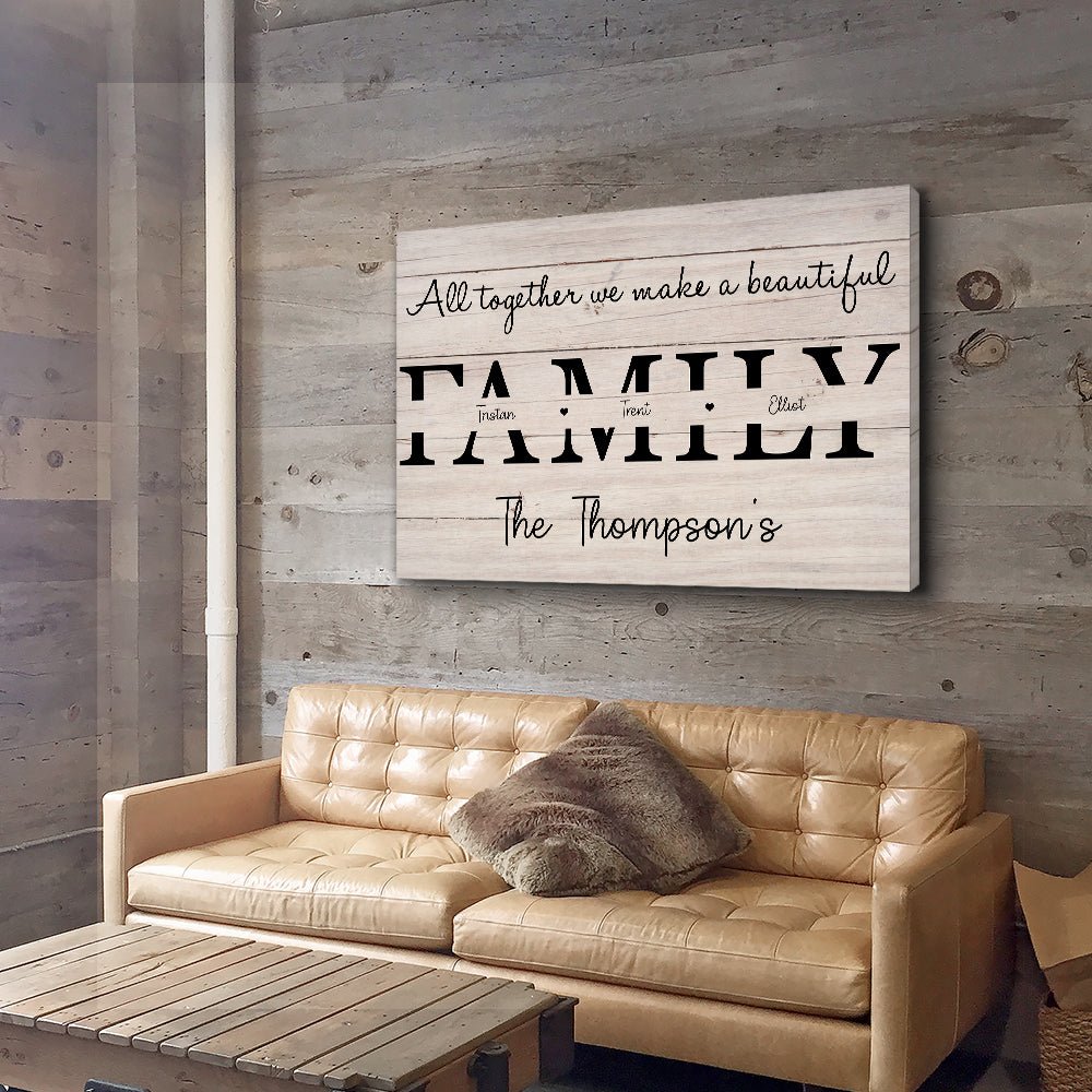 All Together We Make a Beautiful Family Personalized Poster – Custom Name Wall Art, Unique Gift for Housewarming or Christmas