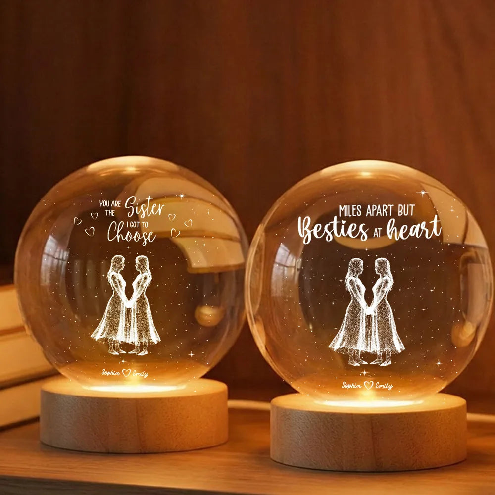 You Are the Sister I Got to Choose Globe Lamp, Personalized Best Friend Sister Gift, Cozy Glow Bedroom Decor