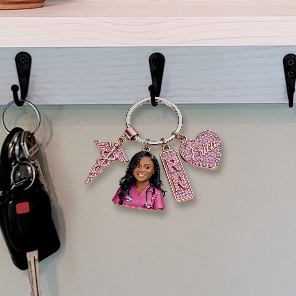 Custom Any Photo - Personalized Nurse Premium Keychain With Charms
