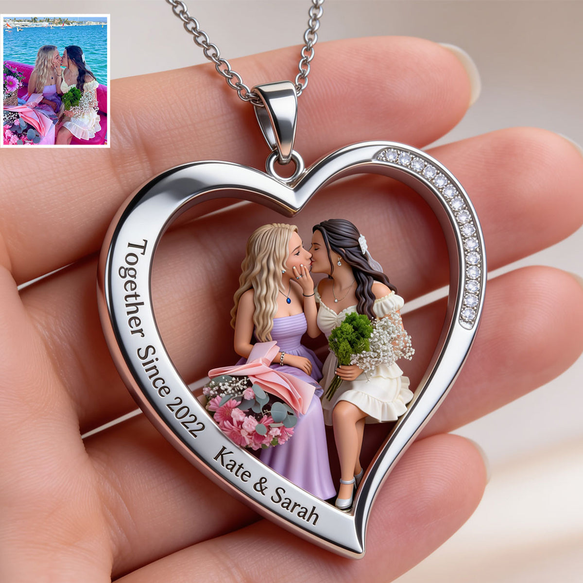 I Love You - Personalized LGBT Support Shaped Metal Pendant Necklace