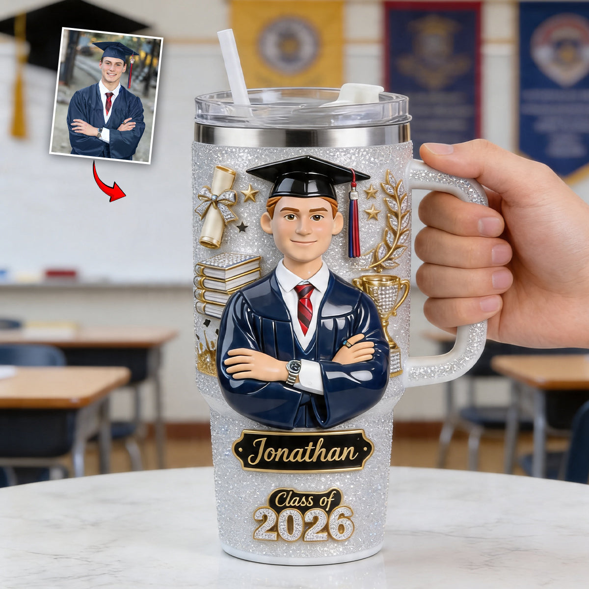 Graduation Girl - Personalized Graduation Tumbler With Handle