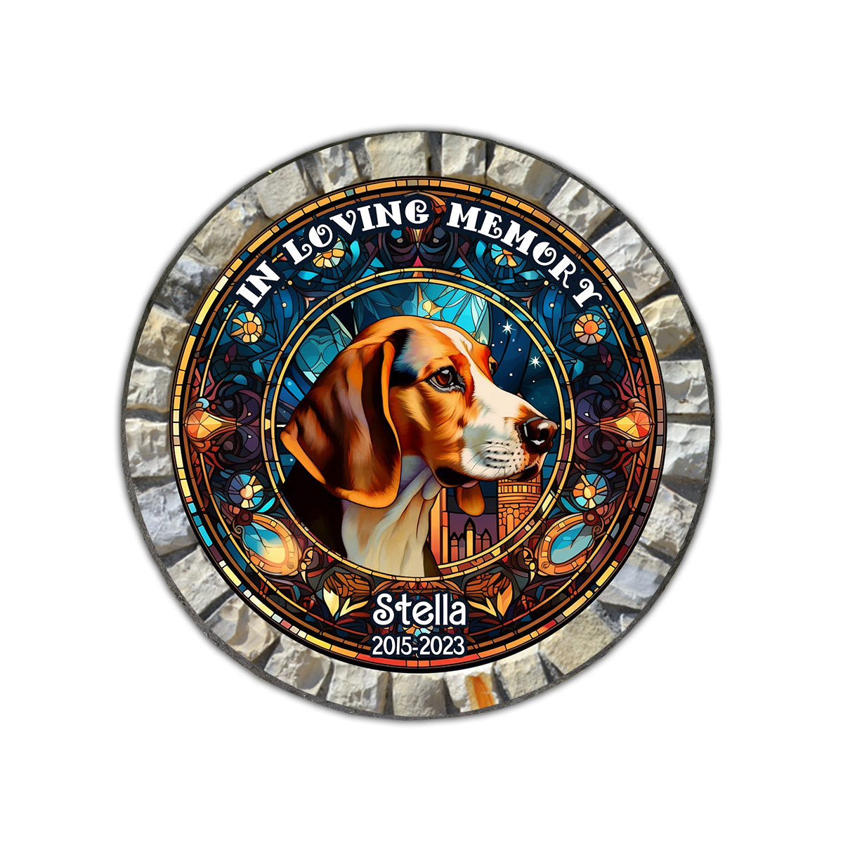 In Loving Memory - Personalized Dog Round Shaped Stone
