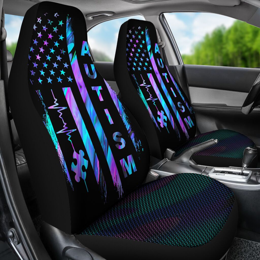 American Flag Autism Awareness Seat Covers 0622