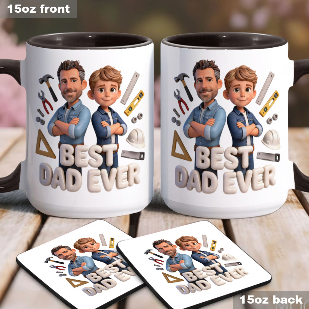 Custom Any Photo - Personalized Father Accent Mug & Coaster