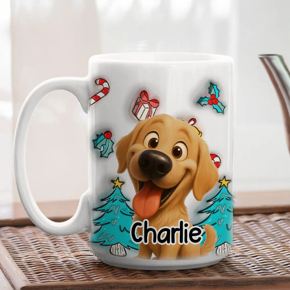 Adorable Dog Christmas White Ceramic Mug – Festive Cartoon Style, Perfect Gift for Dog Lovers