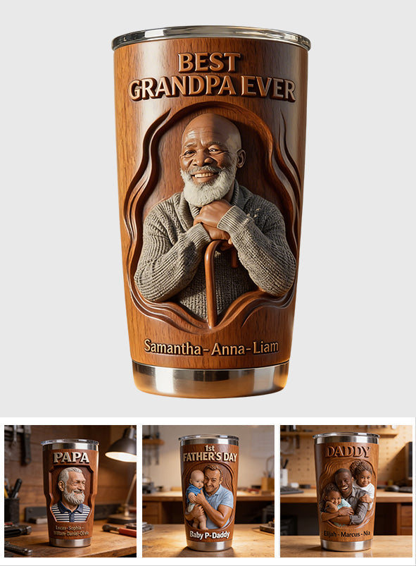 Dad Papa Custom From Photo - Personalized Grandpa Tumbler