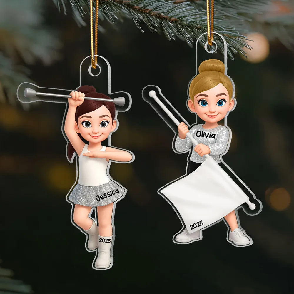 Personalized Acrylic Ornament for Majorette & Color Guard Girls, Cute Band Uniform Design, Festive Decor & Unique Christmas Gift