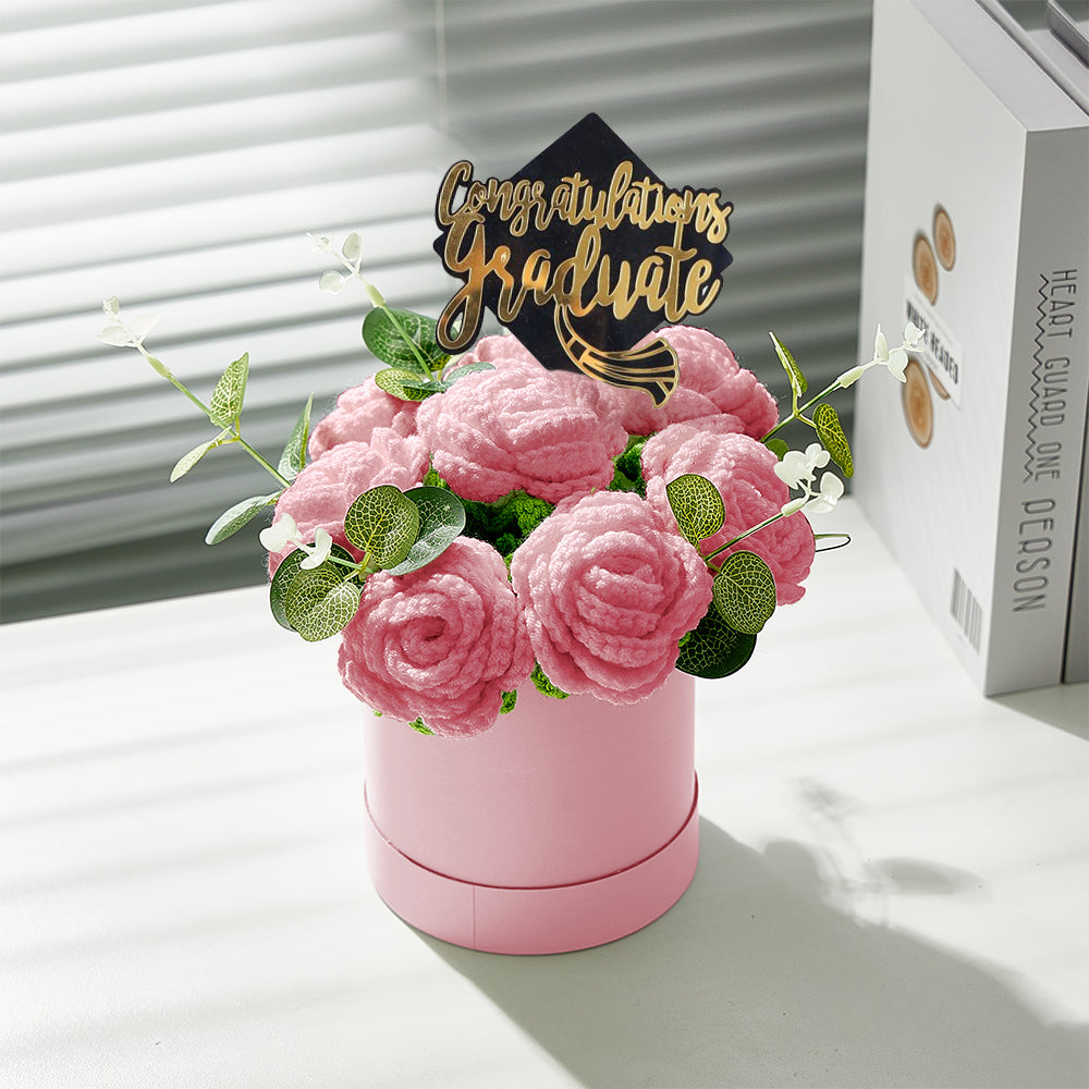 Congratulations Graduate - Personalized Graduation Crochet Flowers Graduation Gift Box