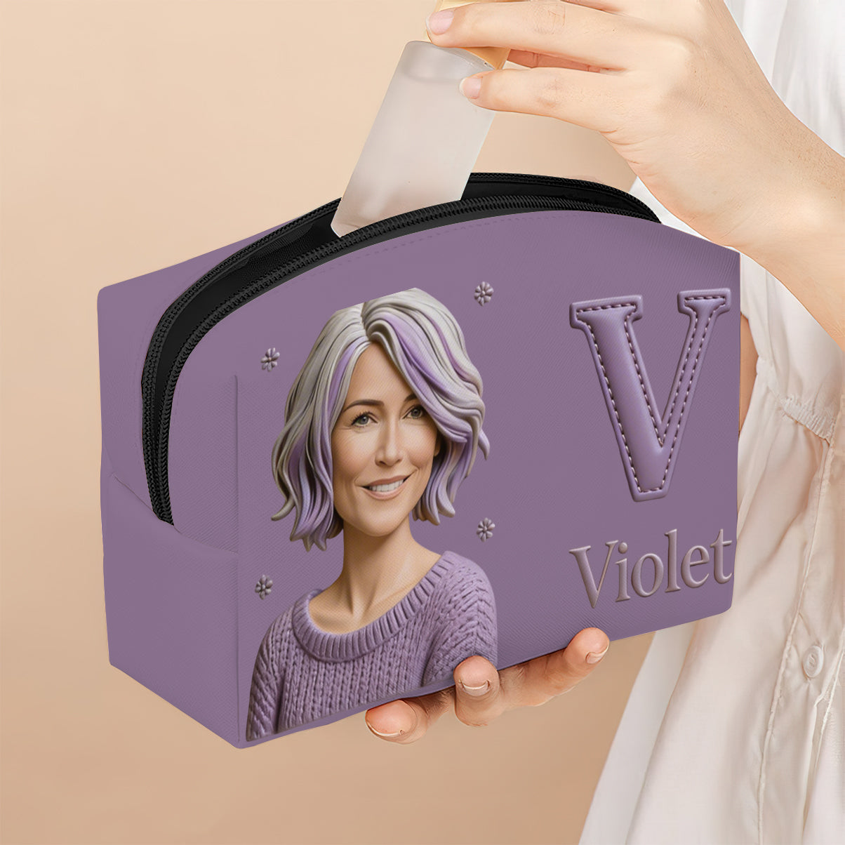 Cutsom Photo And Letter Alphabet - Personalized Self Love Makeup Bag