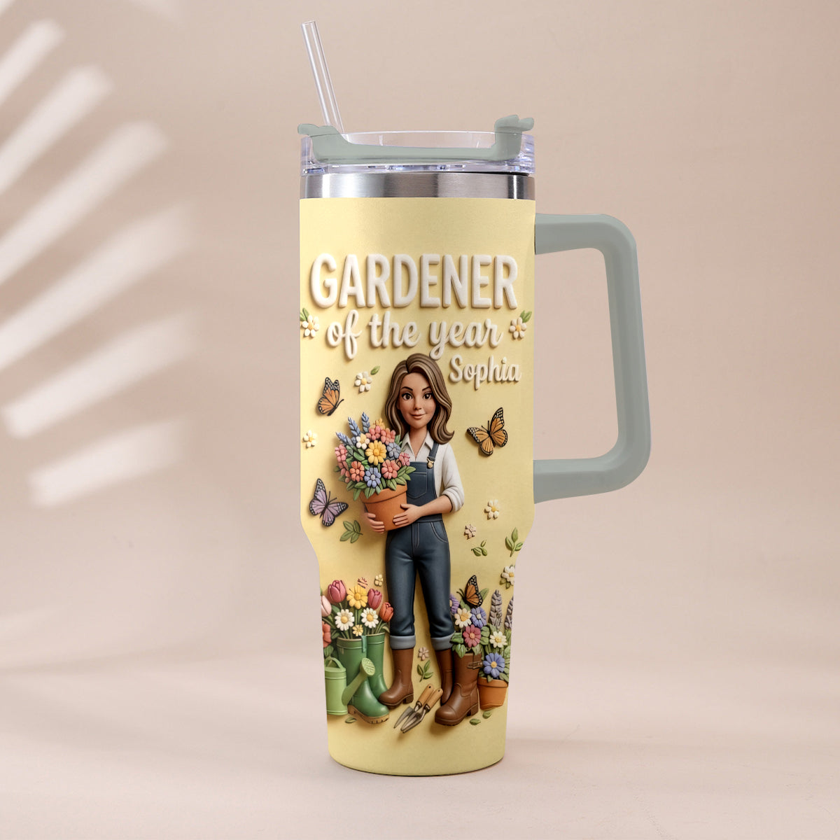 Gardener Of The Year - Personalized Gardening Tumbler With Plush Charm