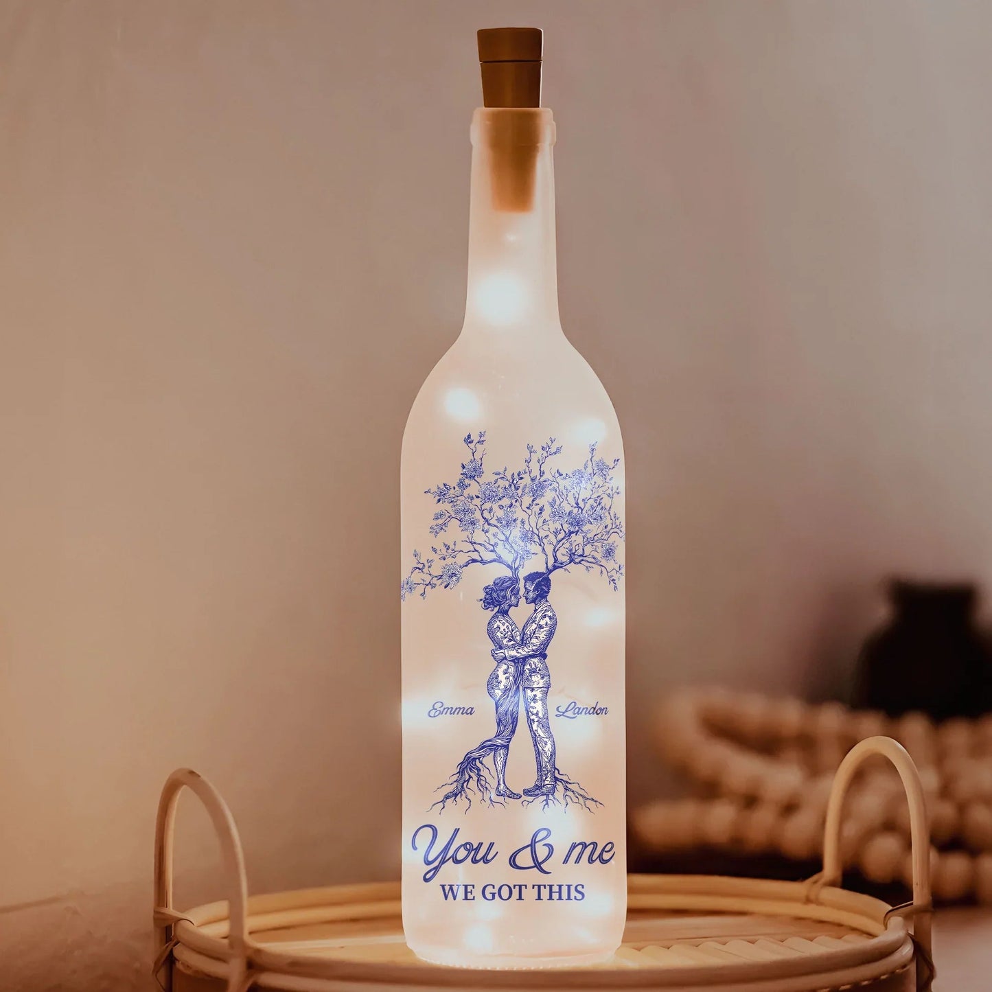 “You & Me, We Got This” Bottle Lamp – Custom Gift for Lovers, Personalized Home Décor
