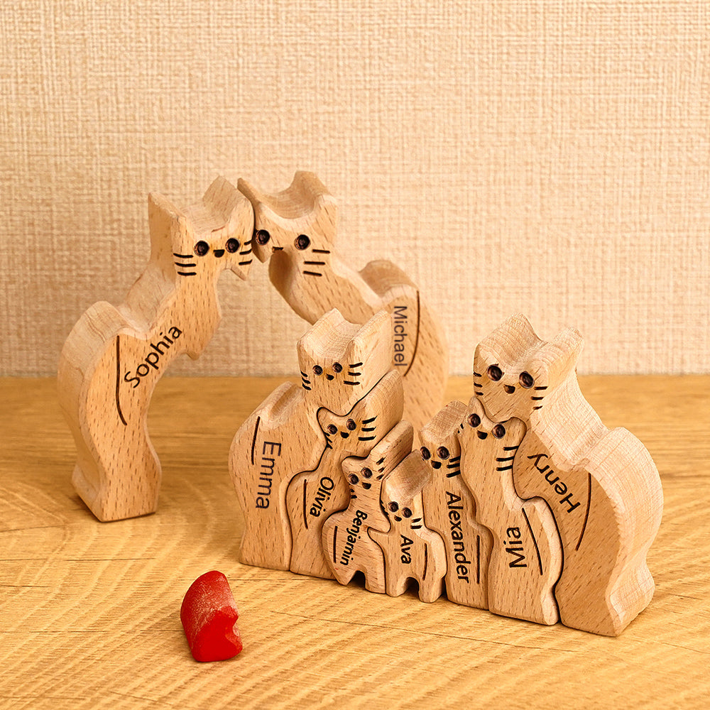 Cat Family - Personalized Family Wooden Puzzle