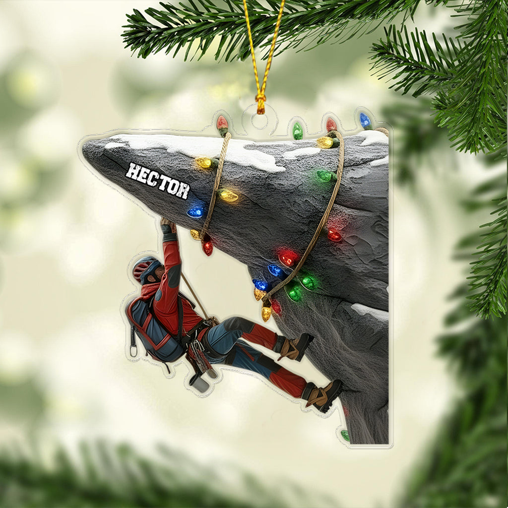 Holiday Climbing - Personalized Rock Climbing Ornament