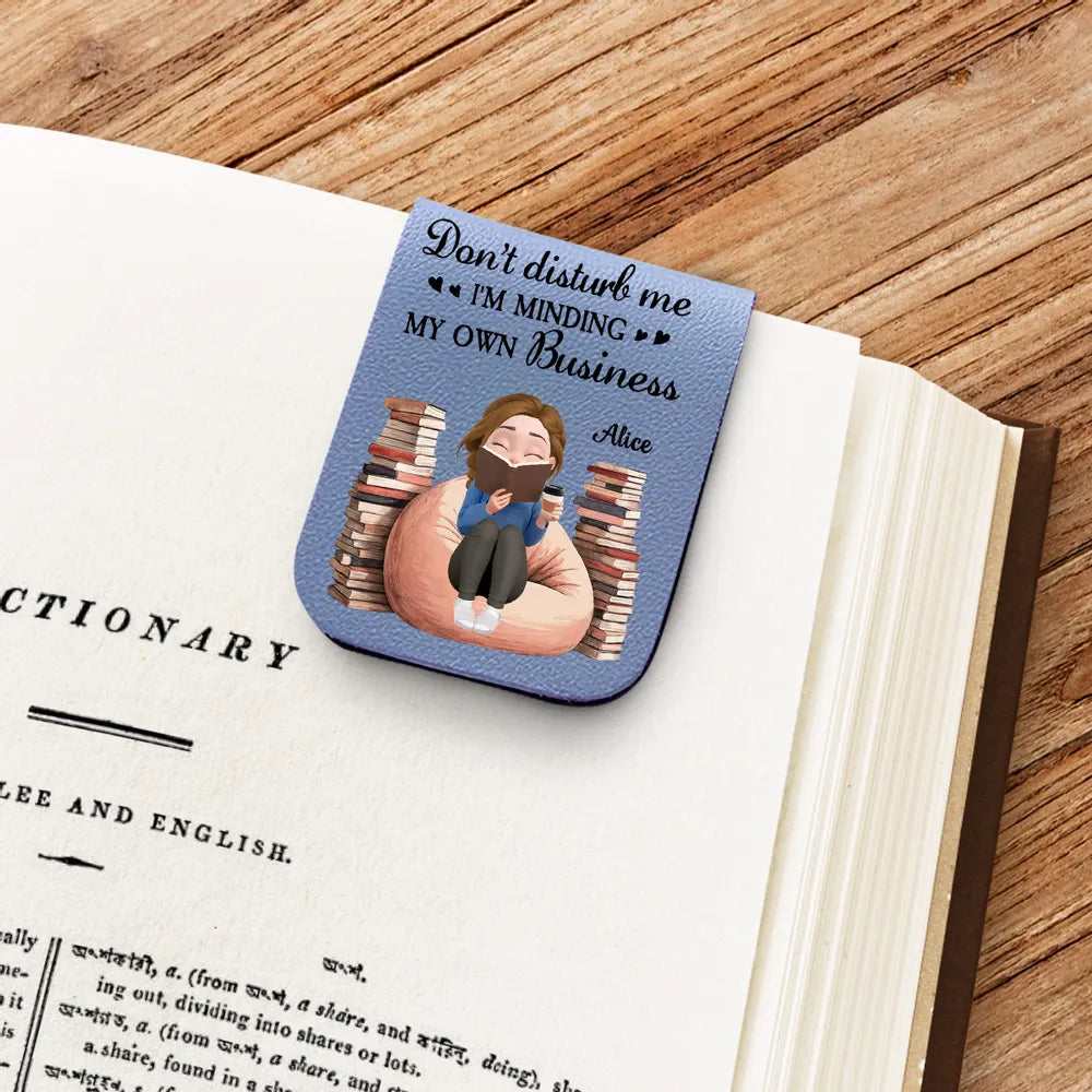Personalized Leather Magnetic Bookmark Don't Disturb Me I'm Minding My Own Business Cute Reader Gift