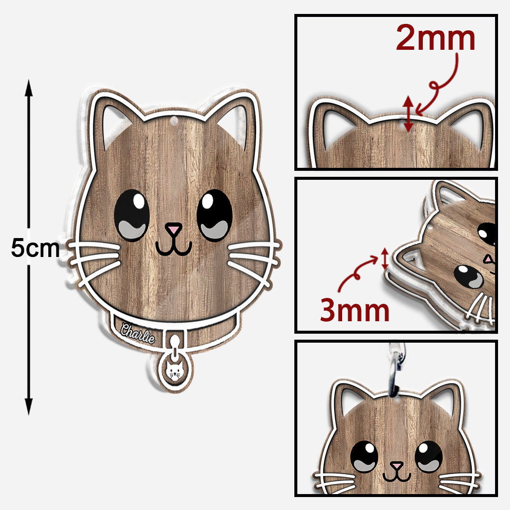 Cute Cat - Personalized Cat Keychain