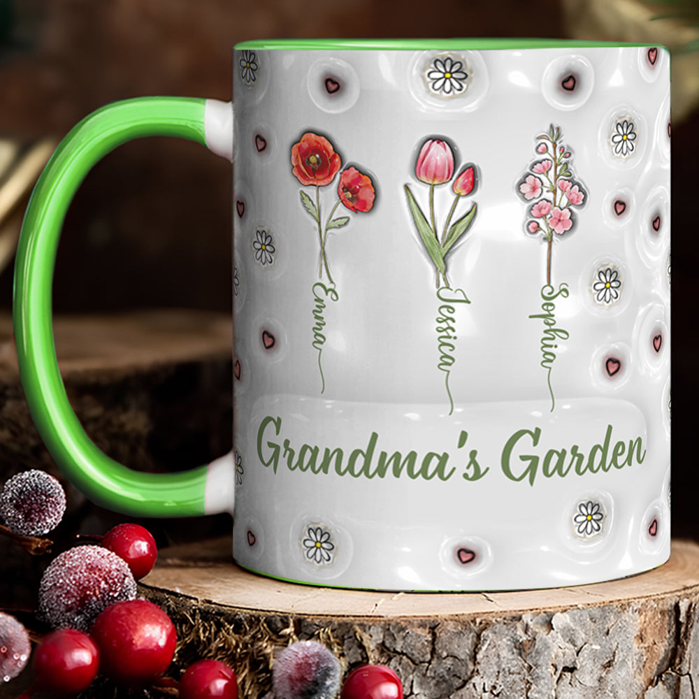 Birth Month Flowers Grandma's Garden - Personalized Grandma Accent Mug