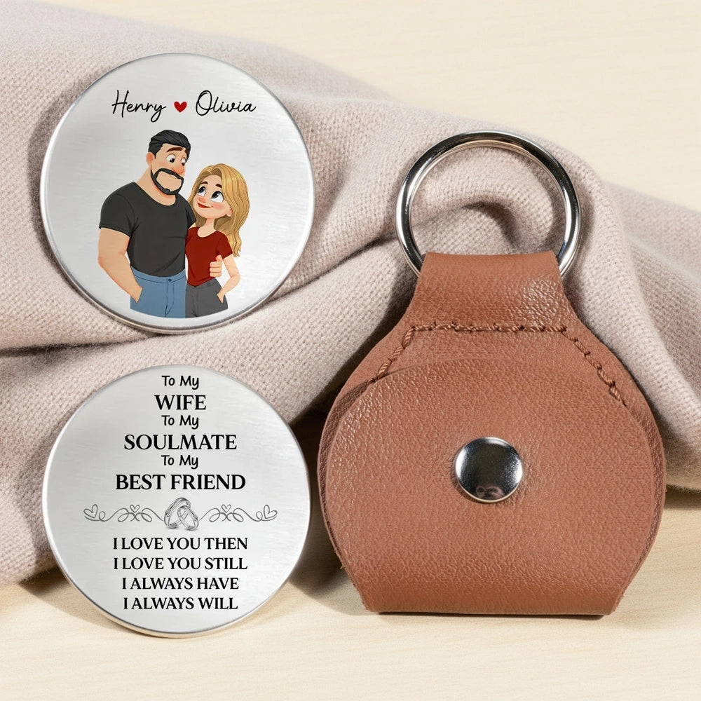 Personalized Pocket Hug with Couple Illustration, Sweet Everyday Keepsake, Unique Romantic Gift for Wife
