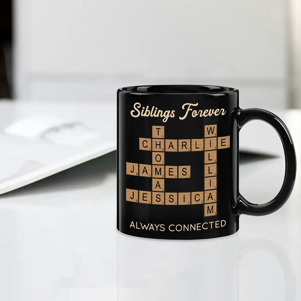 Spell Out the Love! Siblings Forever Crossword Mug – Perfect Gift for Brothers and Sisters on Any Occasion