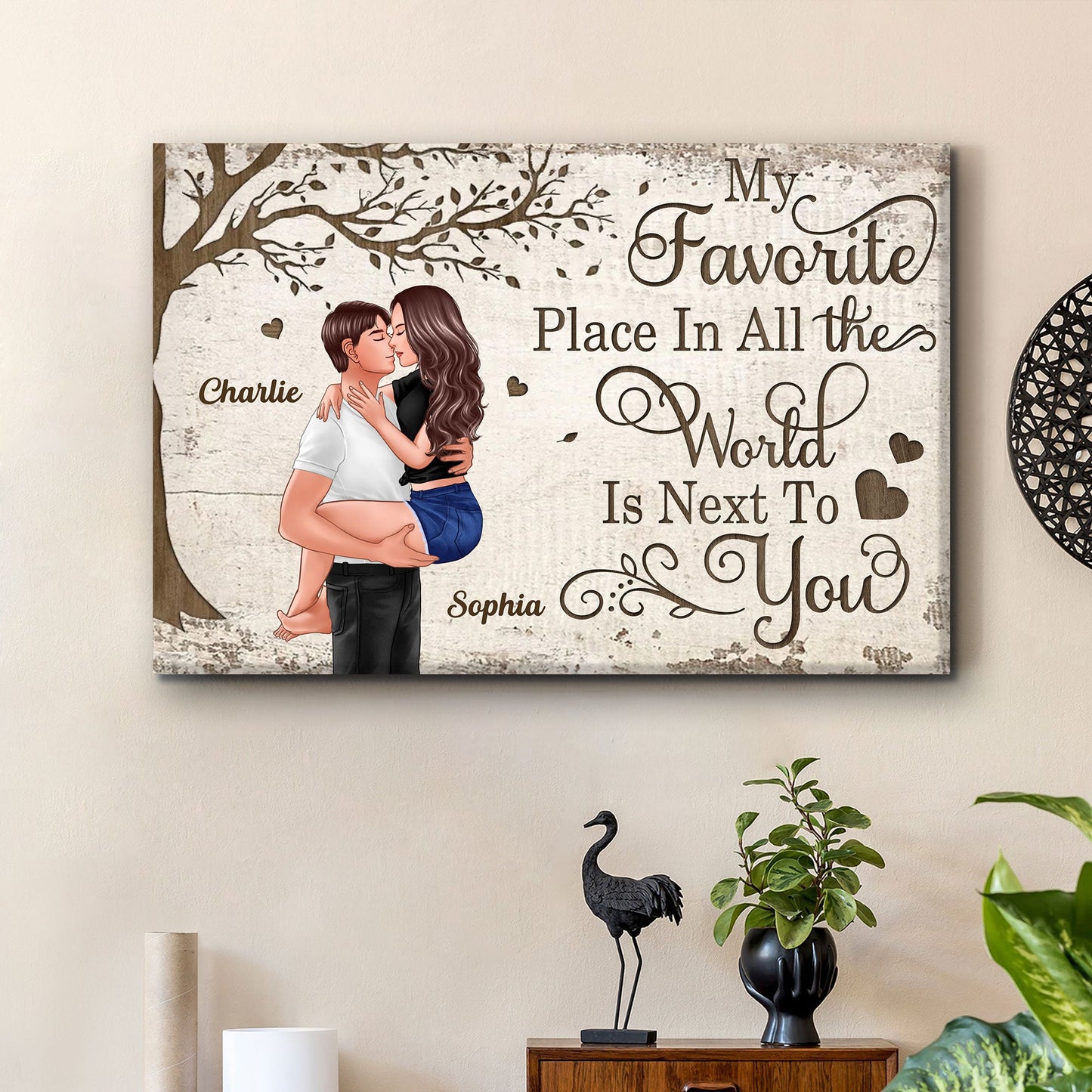 Personalized "Favorite Place In All The World" Couple Kissing Canvas/Poster - A Perfect Valentine's Day Gift for Couples